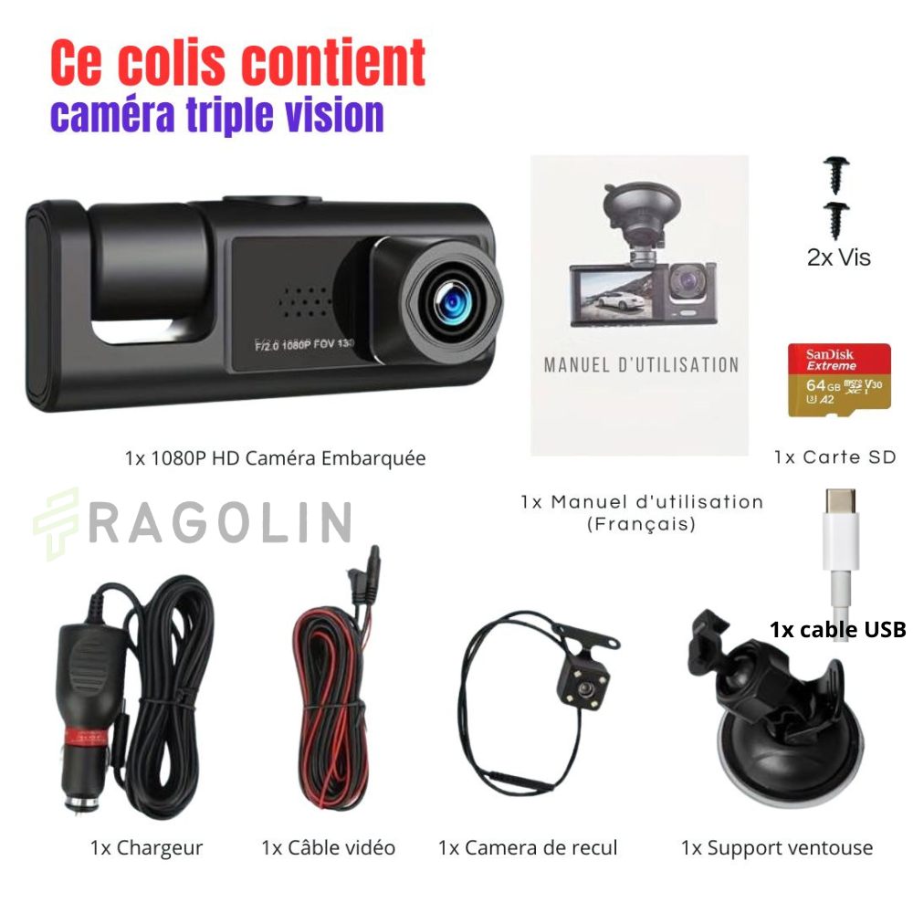 Caméra Dash Cam Pro HD pour Voiture - FRAGOLIN™